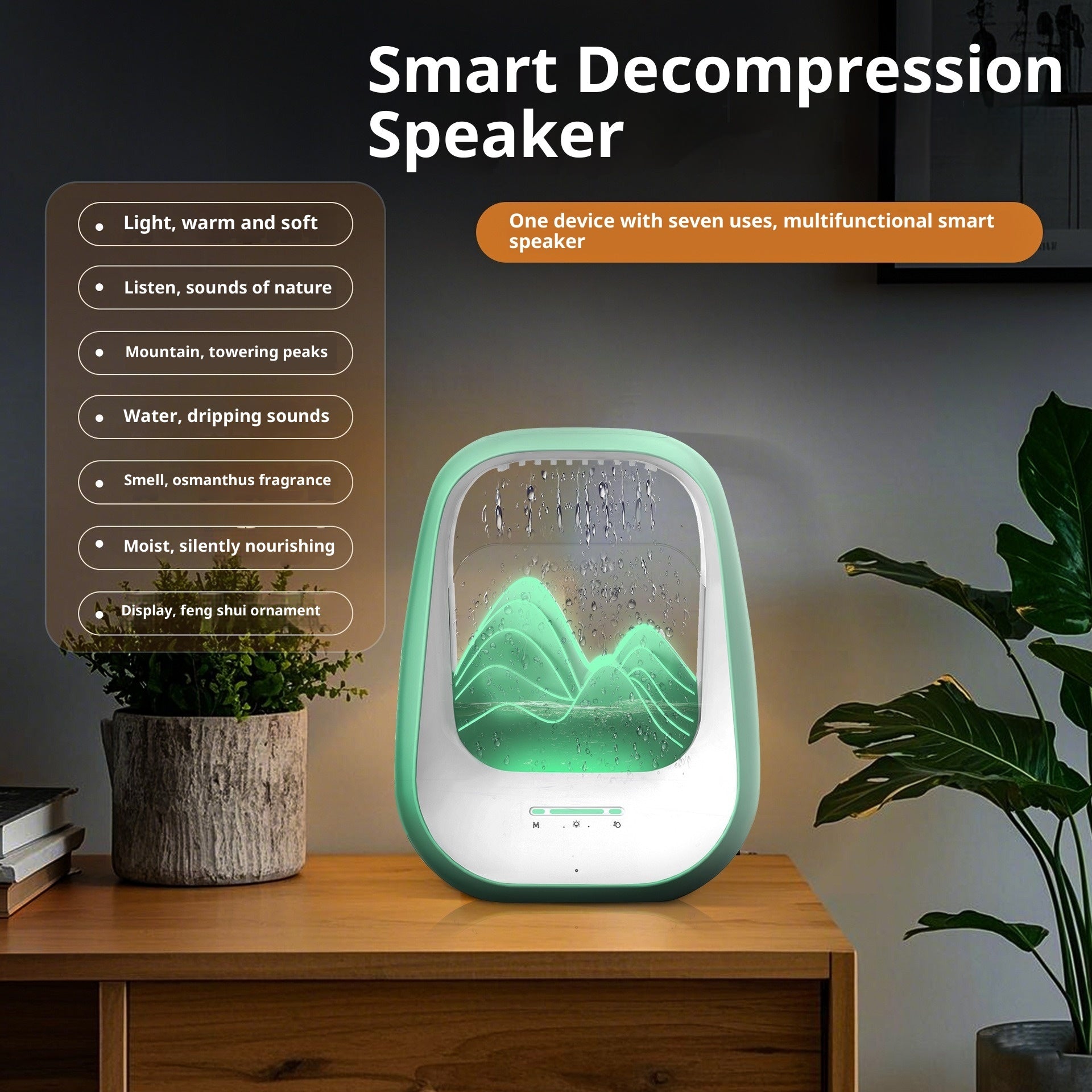Water Drop White Noise Sleep Speaker – Ambient LED Relaxation Lamp for Bedroom