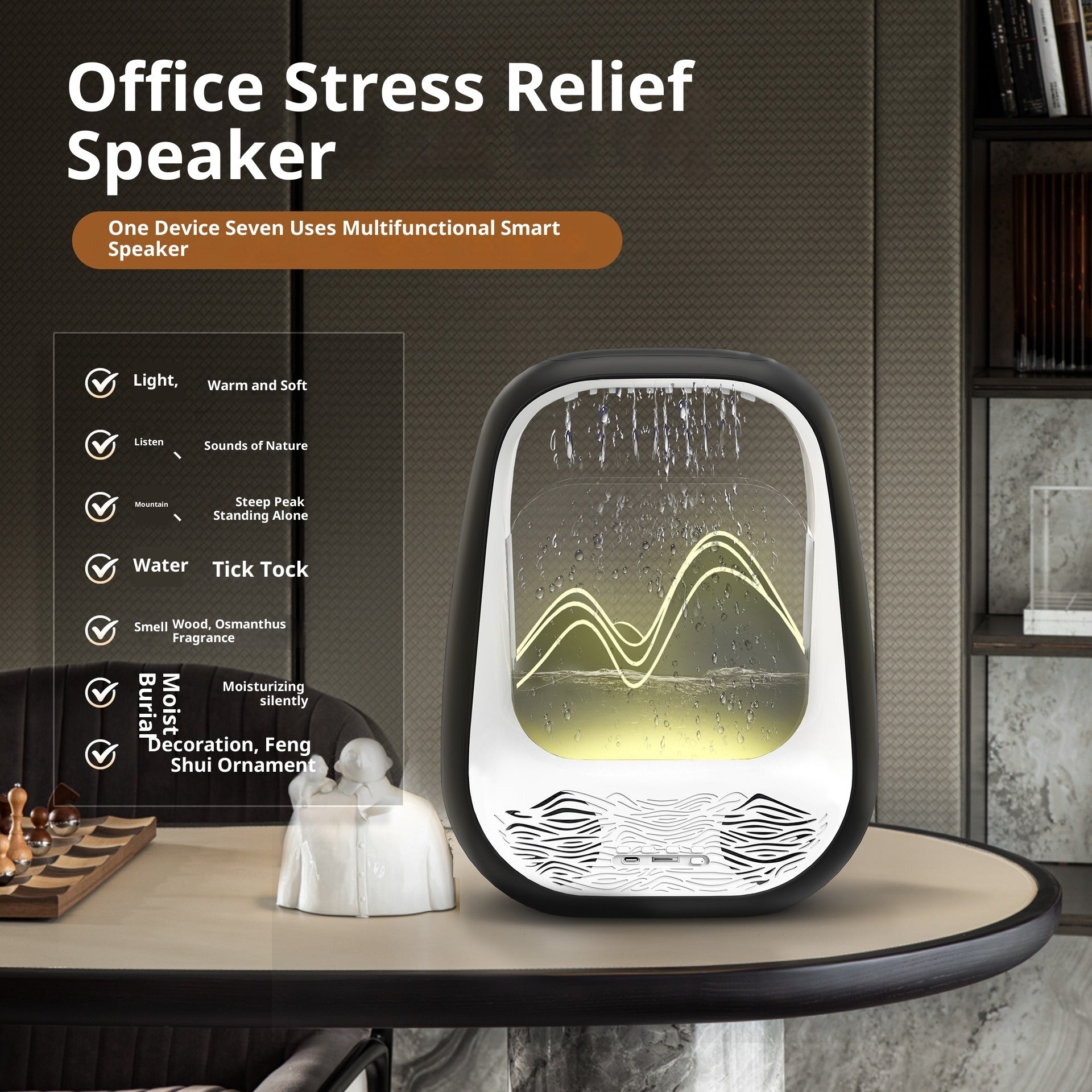 Water Drop White Noise Sleep Speaker – Ambient LED Relaxation Lamp for Bedroom